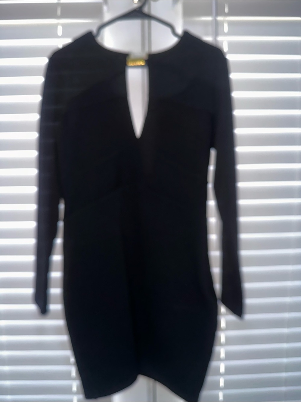Kardashian Kollection Black Long-Sleeve Keyhole Bodycon Dress